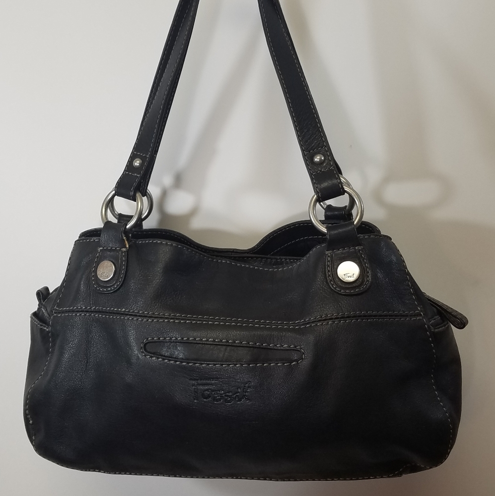 Fossil Bag Genuine Leather Black Multi-Pockets